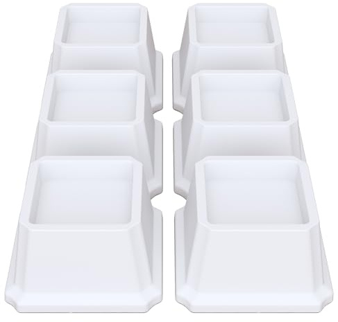 Lutown-Teen Bed Risers 2 inch Heavy Duty, 6 Pack Furniture Risers, White | Lift by 2, Raisers for Chair, Sofa, Bed Frame, Table, Fit Legs under 7.1cm Thick, 11.9x11.9x6.8cm Total Size, 680kg Capacity