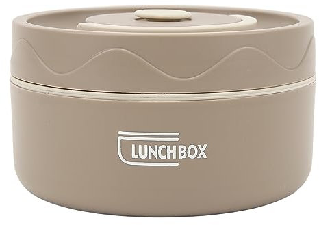 Hapivida Food Thermo, 440ml 304 Stainless Steel Double Layer Soup Container Portable Round Shape Insulated Lunch Food Jar Wide Mouth Bento Box for Work, School, Outdoor Dining(Insulated-Coffee)
