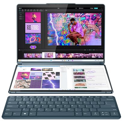 Lenovo Yoga Book 9 13IMU9 - Ordinateur Portable 2x13.3'' 2.8K OLED (Intel Core Ultra 7 155U, RAM 16Go, 1To SSD, Intel Graphics, Windows 11 Home) Clavier AZERTY - Tidal Teal