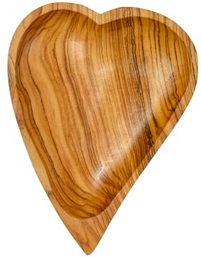 Cleminson Plat en bois d'olivier en forme de cœur | 17 x 13 x 2,7 cm | pour snacks, noix, olives, tapas