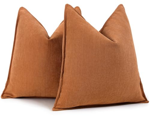 ZWJD Orange Kissenbezug 40x40 2er Set Chenille Kissenbezüge Sofakissen Kissenhüllen mit elegantem Design, weiche und luxuriöse dekorative Dekokissen für Couch, Bett und Heimdekoration