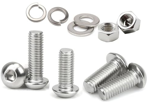 JDMA 100 Stück M5x12 Linsenkopfschraube 304 Edelstahl Rundkopfschrauben Flachkopfschrauben Innensechskant Schrauben Maschinenschrauben mit Muttern Unterlegscheiben