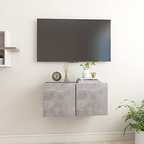 XGWKCNV Mobiletto porta TV sospeso in cemento grigio 60 x 30 x 30 cm
