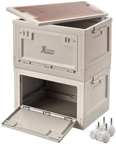 Xcase Transportbox für Camping: 2er-Set Aufbewahrungsboxen mit Rollen, mit Deckel & MDF-Ablage, je 30l (Aufbewahrung Kiste mit Deckel, Transportbox Kunststoff mit, Organizer)