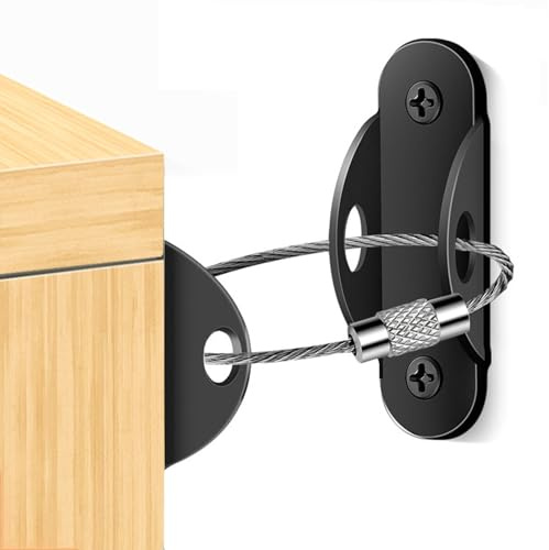 Wandgurte für Möbel – Erdbebenstopp | Anti-Kipp-Set für Kommode aus Metall | und Edelstahl | Schützen Sie Ihr vor herunterfallenden Möbeln | Sicherheitshalterung für C