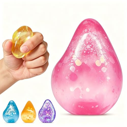 Rosa Antistressball Kinder Erwachsene, Water Drop Squeeze Squishy Anti Stress Bälle, Stressbälle Fidget Toy Stressabbau, Antistress Quetschball Sensorische Stressball (Pink, 1)