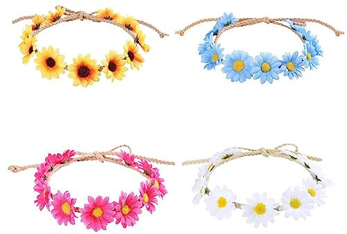 X-Institute Böhmische Sonnenblumenkronen Blumengirlande Künstliche Gänseblümchen Party Kranz Haarschmuck Kopfschmuck Foto Requisiten Haar Accessoires