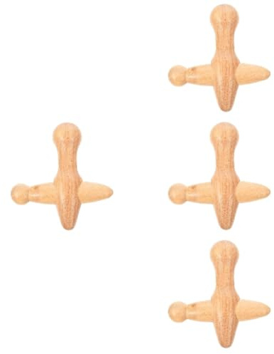 FRCOLOR 4 Stück Massagestab Gewebe Menschenlandschaft Kiefer Hausschuhe Vakuum massage zubehör massagezubehör professionelles Fußmassagegerät Tragbares Akupunkt-Massagegerät hölzern Beige