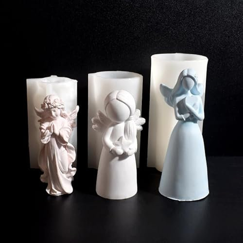 Silikonform Weihnachten Engel, 3 Stück Silikonformen Gießformen Weihnachten, Gießformen Silikon Engel Kerzenformen zum Gießen 3D Engel Gips Zum Gießen Silikonform Gießform Weihnachten für DIY Kerzen