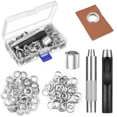 Ösen 100 Sets 12mm Metallösen mit 3 Werkzeug, Rund Lochnieten Metall Eyelets für Markisen, Schuhe, Vorhänge, Lederwaren, Kleidung, DIY Handwerk