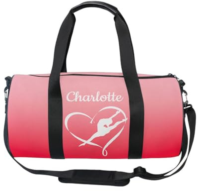 Sac de gymnastique personnalisé pour filles, sac de gym pour enfants, sac de danse corail dégradé, sac de rangement d'équipement de gymnastique, cadeau de gymnastique personnalisé pour la gymnastique