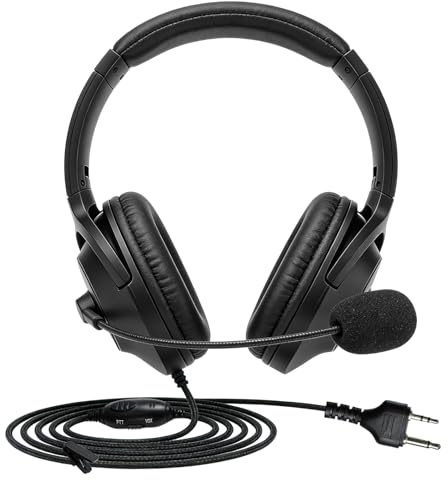 WODASEN Over Ear Walkie Talkie Headset with Boom Mic VOX PTT Noise Cancelling Overhead for Midland GXT 1000 1000g X-tra X-Talker XT CXT LXT GXT1000VP4 1050VP4 LXT600pa T51R GMRS FRS Radio (Double-Ear)