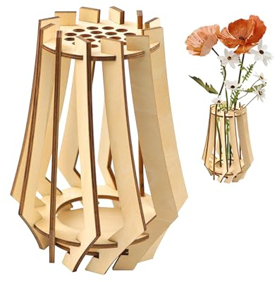 Allovivie Vase für Blumen,Holzpuzzlevase für Tischdeko Blumenstrauß,DIY Blumenvase für Kirschblüten, Sonnenblumen, Tulpen, Narzissen, Lotus
