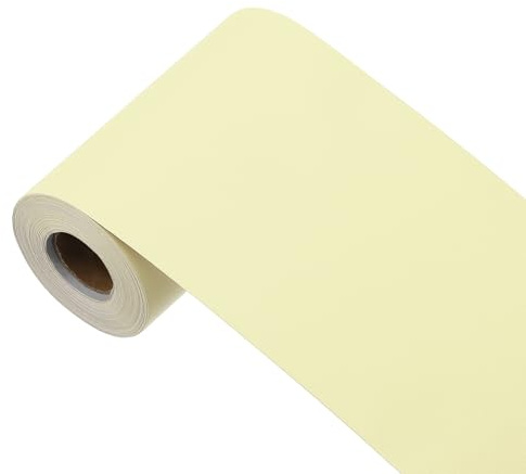 sourcing map Papier peint jaune laiteux à décoller et à coller, papier peint autocollant en vinyle de couleur unie, décoration murale pour revêtement mural 998,2 x 9,9 cm