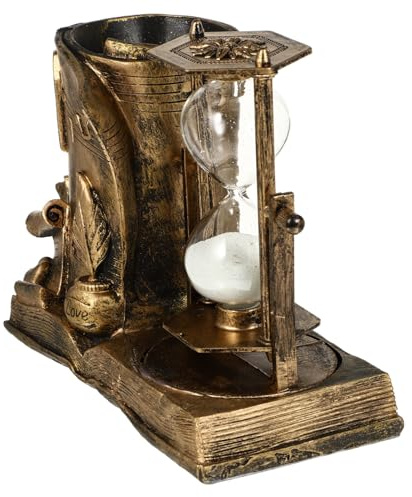 Vintage Sanduhr Deko aus Kunstharz und Glas, Gold, Stabil | Tischdeko, fürs Büro oder Regal, Kreative Retro Gestaltung mit Feinem Pulver