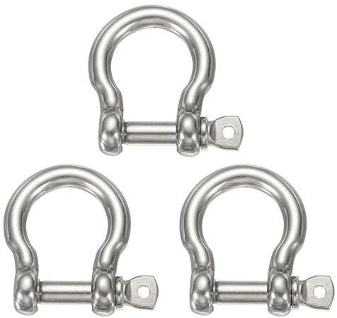sourcing map 3 grilletes de arco de acero inoxidable, 4/5 pulgadas (20,5 mm), grilletes de tornillo grandes para barco, velero, cadena, cierre de aparejo, joyería de paracaídas, aparejos marinos, tono