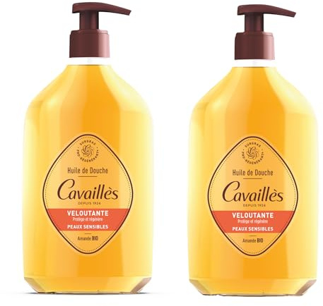 ROGÉ CAVAILLÈS | Huile de douche veloutante | Nourrissante & protectrice | Peaux sensibles & sèches | Huile d’Amande Bio & Argan | Sans Savon | 83% d'origine naturelle | Flacon Recyclé | Lot 2x750ml