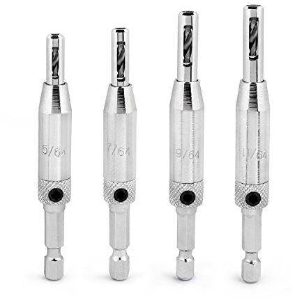 QWORK® - Set da 4 pezzi di punte per trapano autocentranti per cerniere porta: 5/64, 7/64, 9/64, 11/64