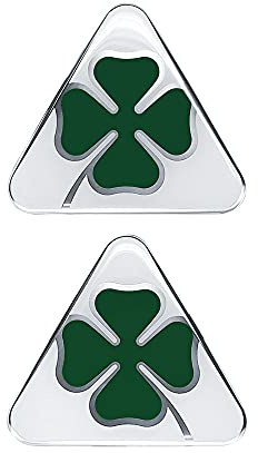 Alfa Romeo offizielle 3D Aufkleber, grüner vierblättriger Kleeblatt, rechts und Links, 95 x 85 mm