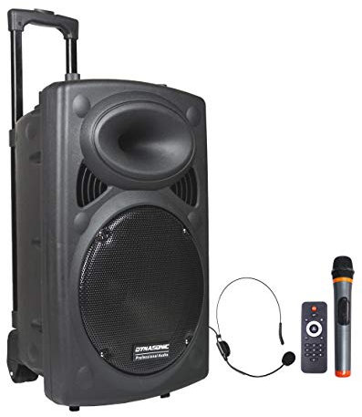 DYNASONIC Dynapro Impianto Audio Portatile Cassa Attiva 12, Altoparlante Potente, Ingressi Usb Sd Mp3, Radio Fm, Nero (Dynapro 12)