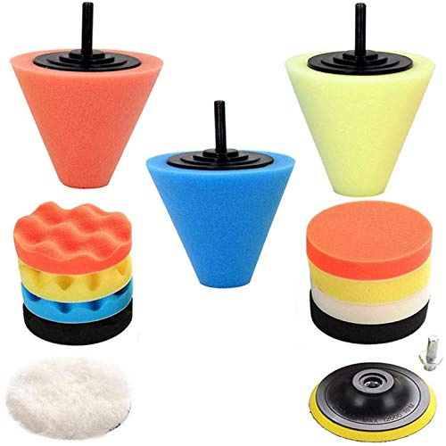 Car Buffers and Polishers Kit for Drill, 14Pcs Drill Polishing Wheel Foam Ball Buffing Pads Sponge Ball for Automotive Car Wheels Care, Metal, Plastic, Ceramic and Glass