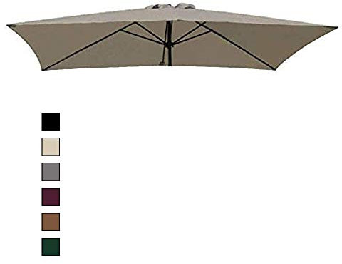 Green Bay Replacement Fabric Garden Parasol Canopy Cover for 3X2m 6 Arm Parasol - Brown