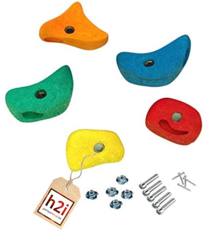 h2i Klettergriffe Kinder & Erwachsene | Klettersteine inkl. Befestigungsmaterial | Bunte Bouldergriffe für Spielturm & Kletterwand | Kletterwand Griffe Indoor & Outdoor | Verschiedene Anzahl & Größen