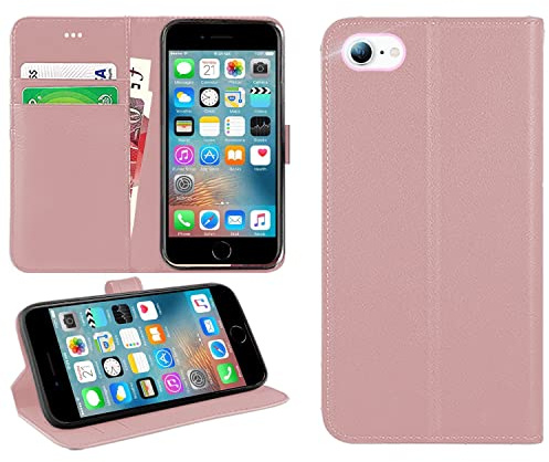 DN-Technology For iPhone SE 2022/SE 2020/8/7 Case Flip Wallet [Card Holder] [Magnetic Closure] [Kickstand] PU Leather Phone Cover 4.7 inch (ROSE GOLD)