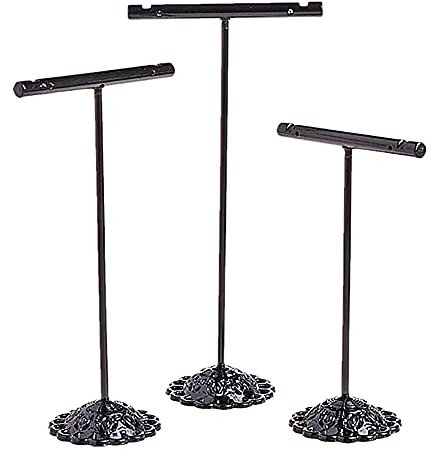 3 Pcs Jewelry Stand T Bar Iron Earring Displays Sets Necklace Stand for Bracelets Rings Watches Display