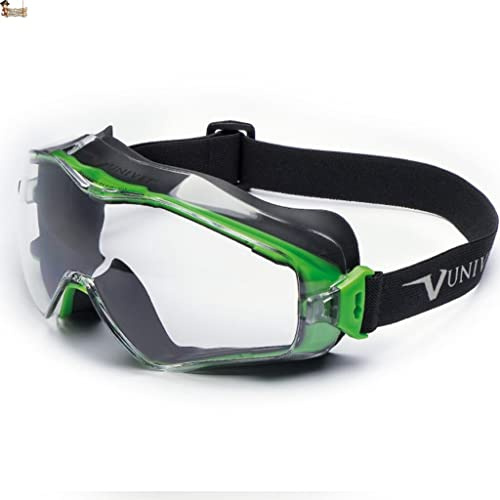BricoLoco Gafas protección y seguridad en trabajo. Antivaho. Antiempañante. Protectoras antilíquidos antipolvo. Función cubregafas para trabajar con gafas graduadas. (Gafa lente clara)