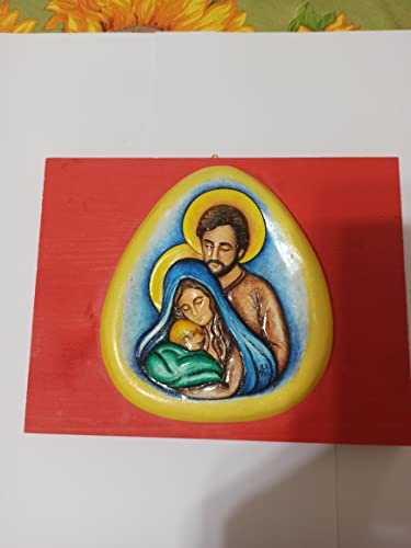 SACRA FAMIGLIA su fondo rosso cm26 x 20