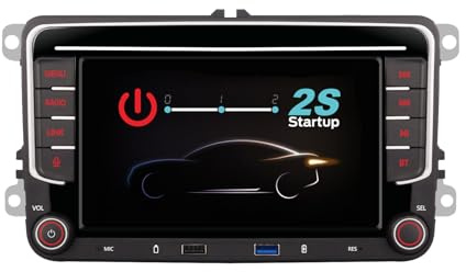 YZKONG CarPlay Android IPS Touchscreen-Autoradio - Sauberes Linux-System, AM/FM RDS Radio, BT, Dual-USB-Port, kompatibel mit VW Passat, Golf MK5, Jetta, Caddy, EOS, Tiguan