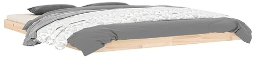 vidaXL Estructura de Cama de Madera Maciza de Pino 160x200 cm, Muebles de Dormitorio, Cama Doble
