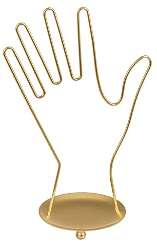 mtb more energy Deko Schmuckständer ''Jewel Hand'' - Goldener Schmuckhalter aus Metall mit Ring-Ablage - Höhe 27cm - Aufbewahrung für Ringe Ohrringe Ketten Armreif Armband Uhren