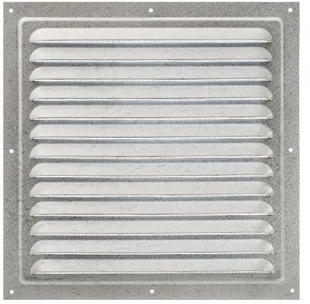 Lüftungsgitter aus verzinktem Stahl mit Insektennetz, wetterfestes Metall-Lüftungsgitter für Innen- und Außenbereich, Belüftungsgitter. (25 x 25 cm)