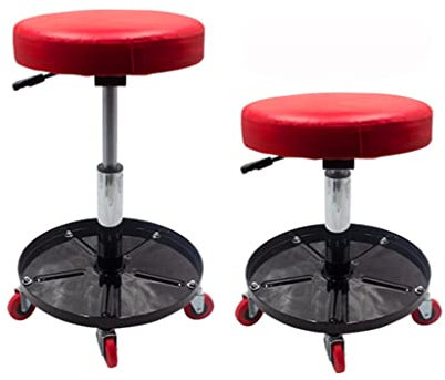 WAEYZ Niedrige Höhe Shop Rollsitz, PU-Leder-Rollsitz und 360 ° Universal-Räder, Mobile Rollende Utility Sitz Oder Stuhl, Kapazität Pneumatische Mechaniker Hocker (Color : Red, Size : 38 * 32 * 56cm)