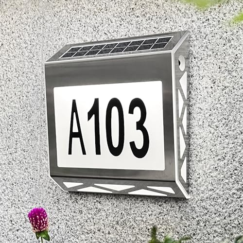 Lighted Address Signs for House,Solar House Number for Outside,Waterproof Solar Address Plaque with Dusk to Down Sensor for Yard Gate Mailbox Outdoor (Wall-Mounted)