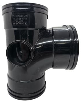Duraplast UK™ Déchets de sol solvant 110 mm 90 degrés | Noir | Triple douille | Pour tuyau d'évacuation de 10,2 cm | Colle pour joint permanent | Pas de caoutchouc ou de raccord pushfit | Drain