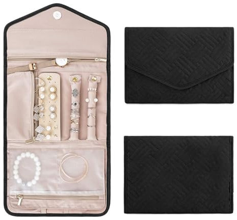 Aucuu Gioielli Rotolo, Organizer Pieghevole per Gioielli da Viaggio, Portagioie con Organizzatore per Bracciali, Orecchini, Anelli e Collane