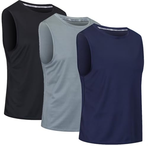 Cimic 3er Pack Tank Top Herren Sport Muskelshirts Schnelltrocknend Atmungsaktive Anti mit Reflektierenden Streifen Lässige Fitness