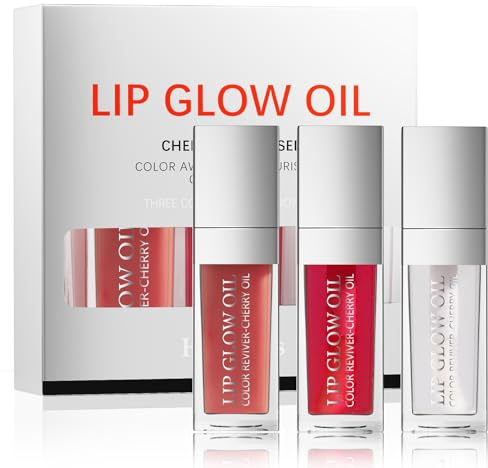 Pure Vie Lip Oil Lifter Gloss, 3PCS Lucidalabbra Gloss Volumizzante Olio Labbra Lip Plumper Trasparente Frutta Sapore Lipgloss Non Appiccicosa Lip Make Up Cosmetic Primer per Ragazza Donne Regalo