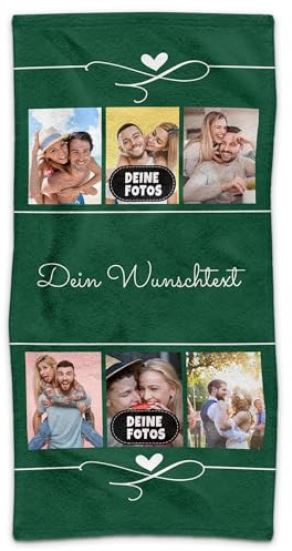 Print Royal PR Badetuch personalisiert mit Foto und Wunschtext - Personalisiertes Badetuch Bedrucken - Individuelles Fotogeschenk für Freunde und Familie | 140 x 70 cm, grün