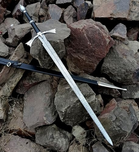 Unique Blades Dark Sister Schwert, Daemon Targaryen Metallschwert, Edelstahl, Silber, Schwert Replik, Wandhalterung