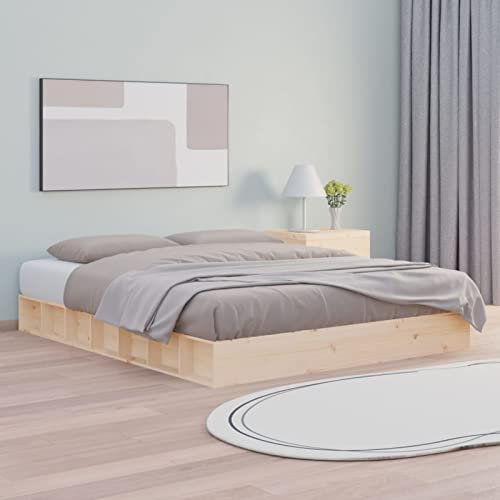 Festnight Bett mit Stauraum 180x200 cm Holzbett Bettrahmen Natur Massivholzbett mit Fächer Bettgestell mit Lattenrost Einzelbett Doppelbett Jugendbett Holz