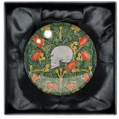 British Library Skull and Flowers Crystal Dome Paperweight