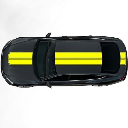 Kiwistar - Autoaufkleber Rallye Streifen - 33 x 400 cm - Neongelb glänzend - selbstklebend - Viperstreifen für Auto, Motorhaube, Karosserie - Tuning Aufkleber Racing Deko