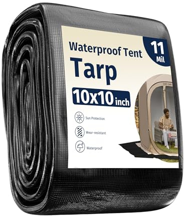 East Oak Waterproof Tarps for Outdoors as Tent Floor Mat for East Oak Screen House & Pop-Up Tent 10 x 10 FT, 11 Mils Thick, Multipurpose Protective Tarps, Tarp Waterproof, Sun Protection, 132 x 151