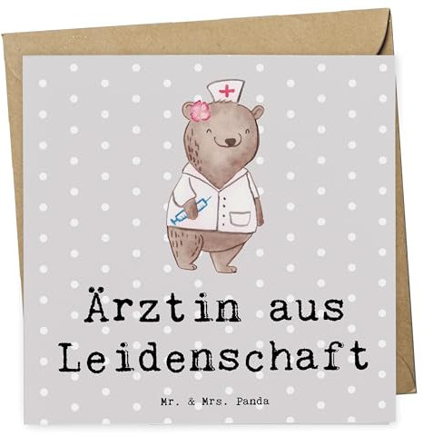 Mr. & Mrs. Panda Grußkarte Ärztin Leidenschaft - Geschenk, Krankenhaus, Glückwunschkarte, anlasskarte, Doktortitel, doppelkarte, Arztpraxis, Klappkarte, faltkarte, Spruch, Lustig, Beruf