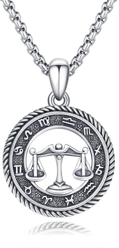 PARYFO Waage Kette 925 Sterling Silber Sternzeichen Waage Anhänger Halskette Libra Astrologie Horoskop Anhänger Schmuck Geburtstag Weihnachten Geschenkefür Männer Frauen Unisex
