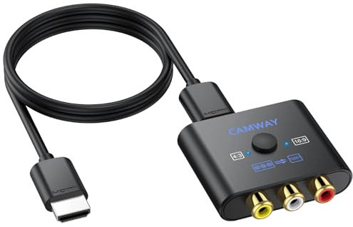 CAMWAY Convertitore da AV a HDMI,Supporta Commutazione 16: 9/4: 3,Adattatore AV a HDMI con Cavo HDMI 50CM,Supporta PAL/NTSC per Wii/PS1/PS2/N64/Xbox